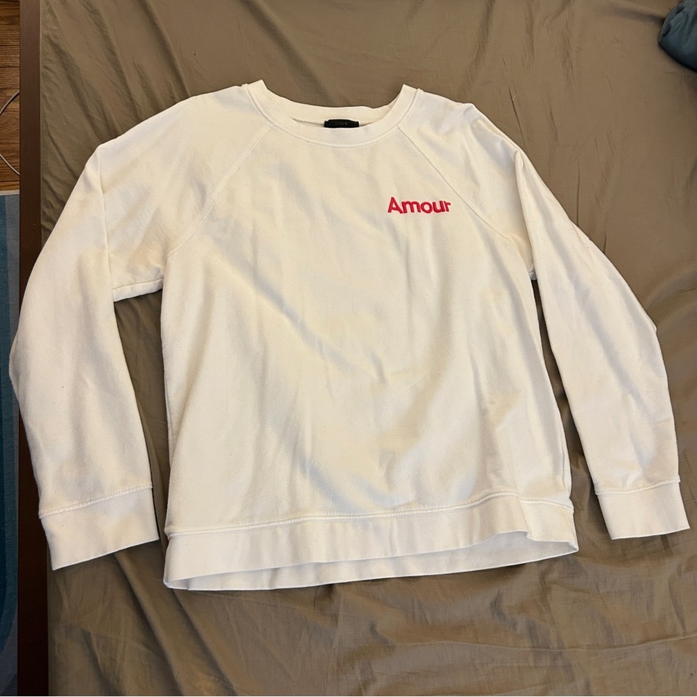 J. Crew embroidered amour crew neck sweatshirt